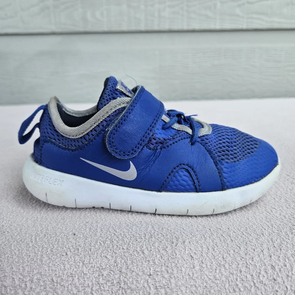 Nike Flex Contact 3 Hook & Loop Sneaker SZ 11.5C Blue Breathable AR4152-400